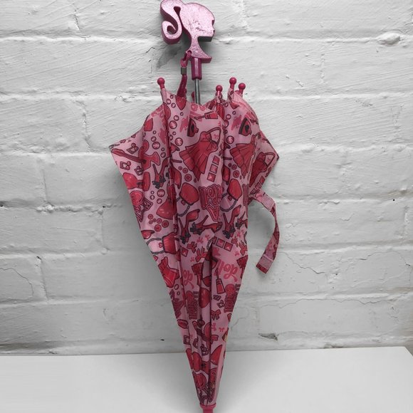 Barbie Girl's Pink Umbrella with 3D Handle - Picture 2 of 2